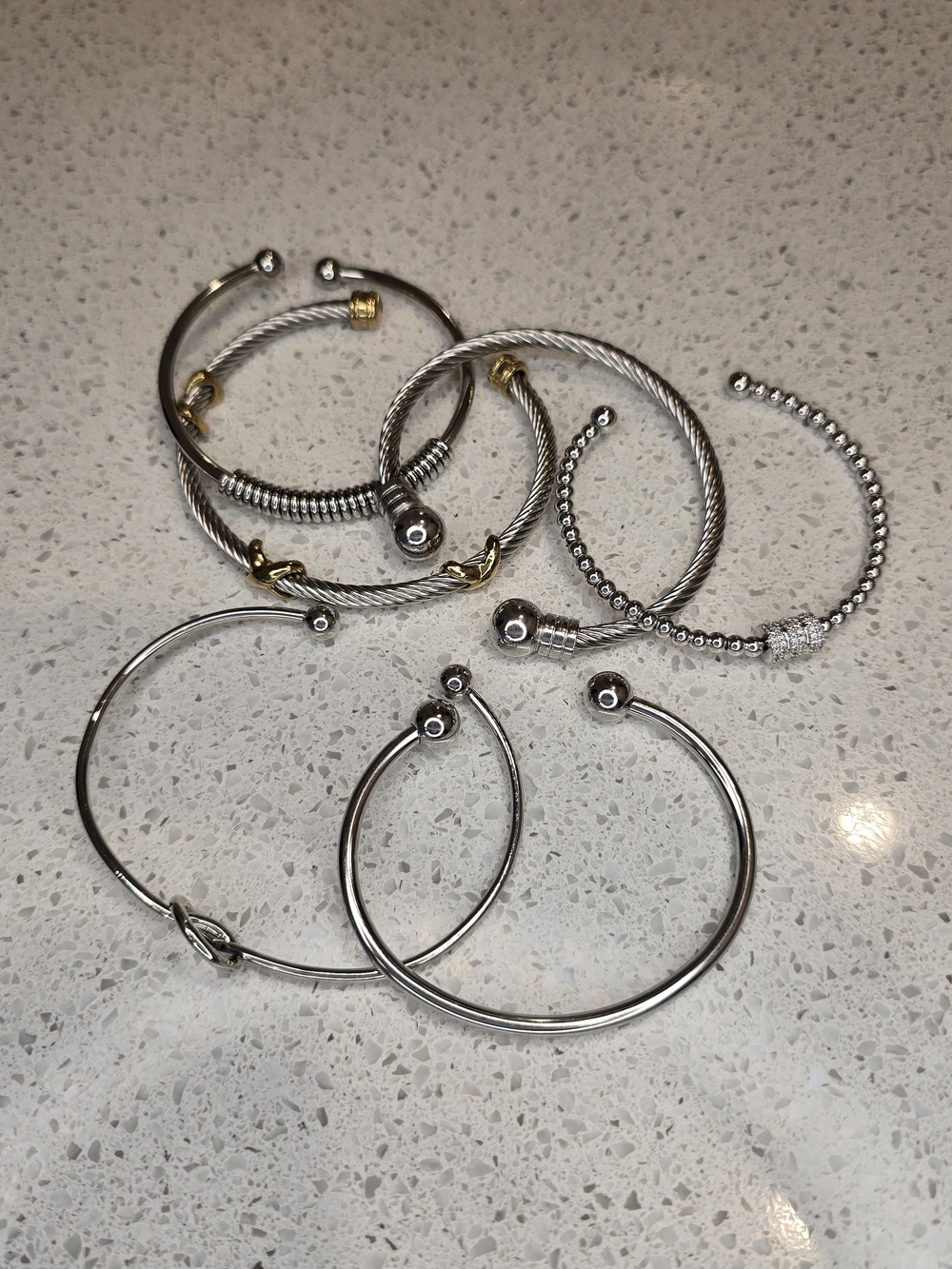 Sterling-Tone Silver and Gold Accent Cuff Bracelet Set - Women Jewelry